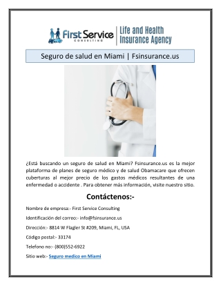 Seguro de salud en Miami | Fsinsurance.us