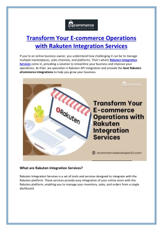 Transform Your E-commerce Operations with Rakuten Integration Services