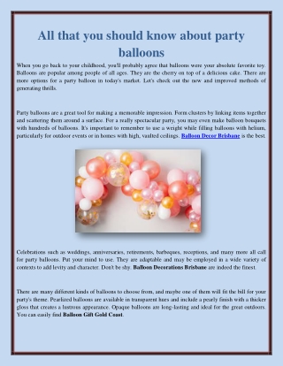 All that you should know about party balloons