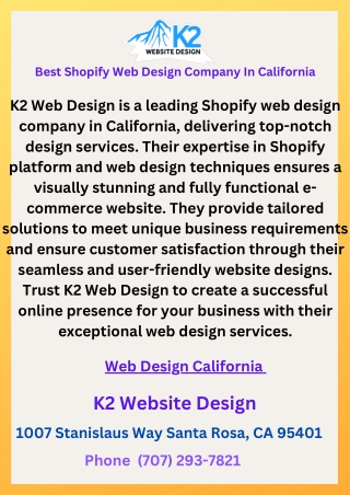 Best Shopify Web Design Company In California