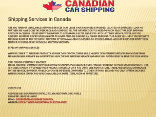 Shipping Services In Canada