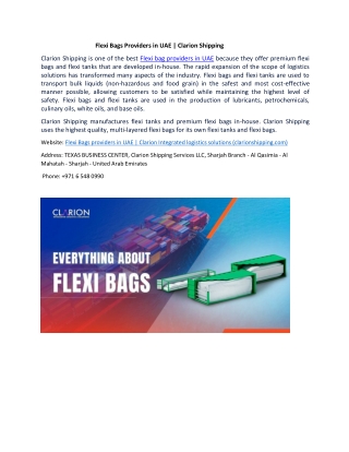 Flexi bags providers in UAE | Clarion Shipping