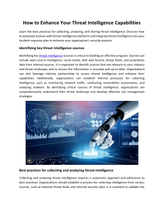 How to Enhance Your Threat Intelligence Capabilities