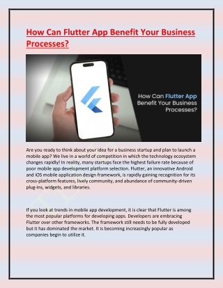 How Can Flutter App Benefit Your Business Processes