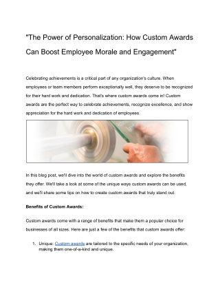 "Crafting Distinction: The Art of Custom Awards"