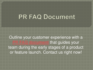 PR FAQ Document