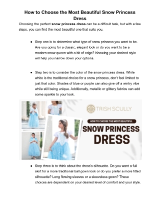 How to Choose the Most Beautiful Snow Princess Dress