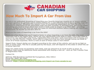 How Much To Import A Car From Usa