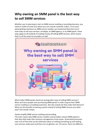 Why owning an SMM panel is the best way to sell SMM services