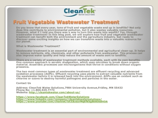 Fruit Vegetable Wastewater Treatment