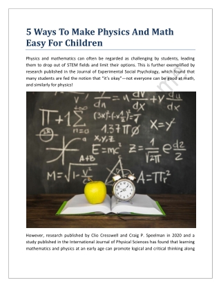 5 Ways To Make Physics And Math Easy For Children