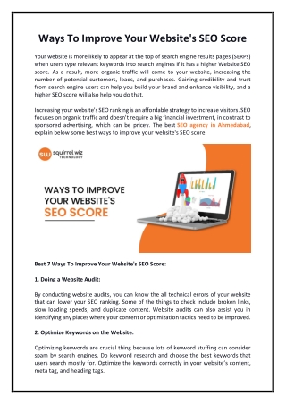 Tips To Improve Your Website's SEO Score
