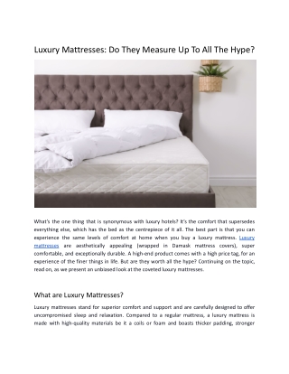 Luxury Mattresses Do They Measure Up To All The Hype