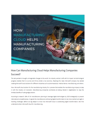 How Can Manufacturing Cloud Helps Manufacturing Companies Succeed