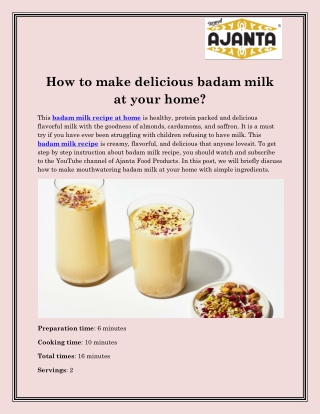 Badam milk recipe