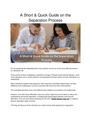 A Short & Quick Guide on Separation Process