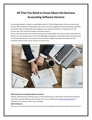 All That You Need to Know About the Business Accounting Software Services