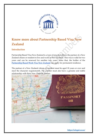 Know more about Partnership Based Visa New Zealand