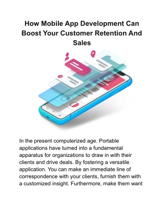 How Mobile App Development Can Boost Your Customer Retention And Sales