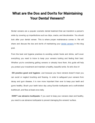 What are the Dos and Don'ts for Maintaining Your Dental Veneers_