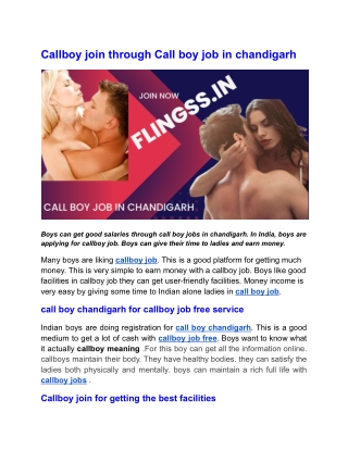 Callboy join through Call boy job in chandigarh