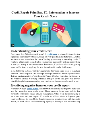 Credit Repair Palm Bay Information to Increase Your Credit Score