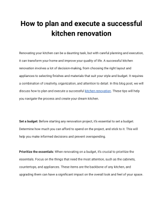 How to plan and execute a successful kitchen renovation