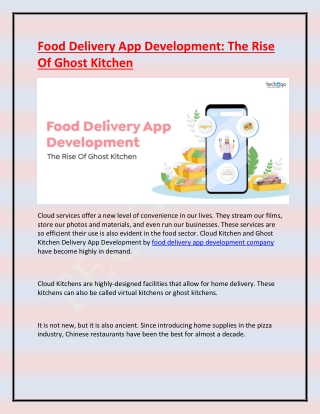 Food Delivery App Development The Rise Of Ghost Kitchen