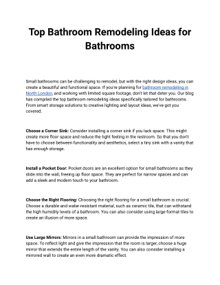 Top Bathroom Remodeling Ideas for Bathrooms