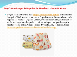 Buy Cotton Langot & Nappies for Newborn - SuperBottoms