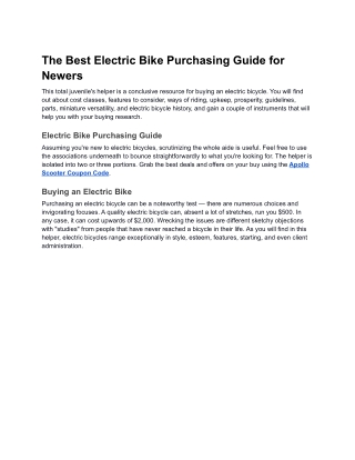 The Best Electric Bike Purchasing Guide for Newers