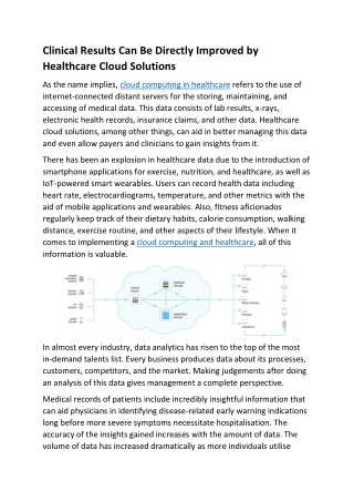 Clinical Results Can Be Directly Improved by Healthcare Cloud Solutions