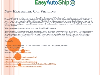 New Hampshire Car Shipping