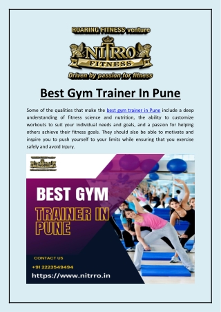 Best Gym Trainer In Pune