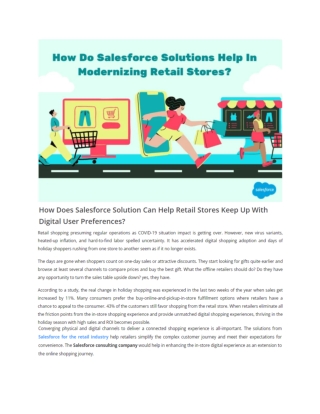 How does Salesforce enable retail stores to keep up with digital user preference