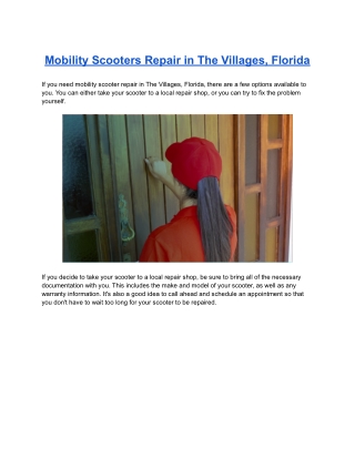 Mobility Scooters Repair in The Villages, Florida