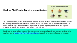Healthy Diet Plan to Boost Immune System 101