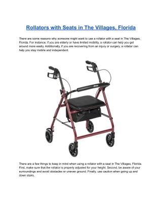 Rollators with Seats in The Villages, Florida