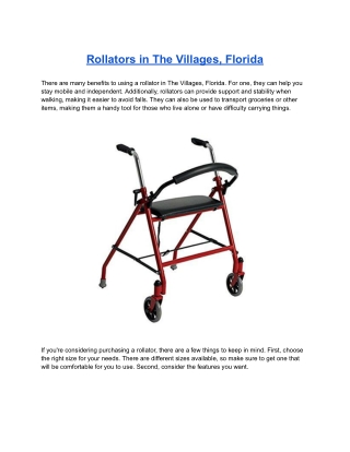 Rollators in The Villages, Florida