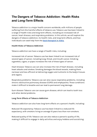 The Dangers of Tobacco Addiction_ Health Risks and Long-Term Effects