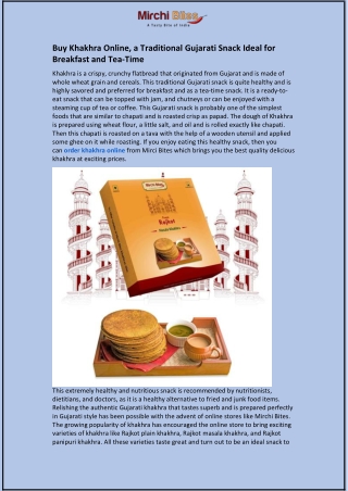 Buy Khakhra Online, a Traditional Gujarati Snack Ideal for Breakfast
