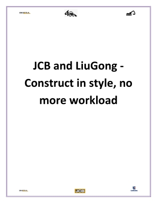 JCB and LiuGong - Construct in style, no more Workload