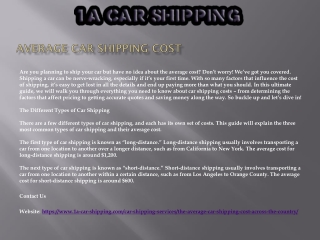 Average Car Shipping Cost