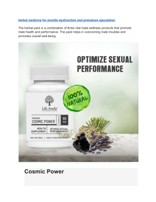 herbal medicine for erectile dysfunction and premature ejaculation
