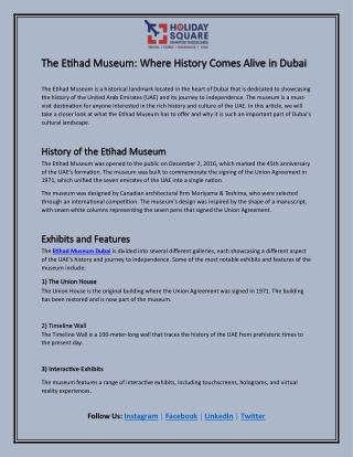 The Etihad Museum: Where History Comes Alive in Dubai