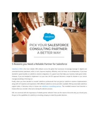 5 Reasons you Need a Reliable Partner for Salesforce