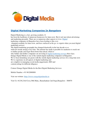 Digital Marketing Companies In Bangalore