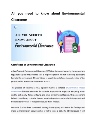 All you need to know about Environmental Clearance