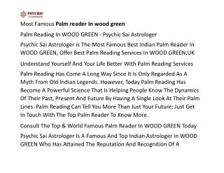 Most Famous Palm reader In wood green