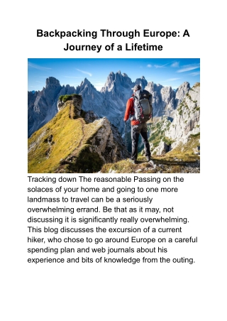 Backpacking Through Europe_ A Journey of a Lifetime